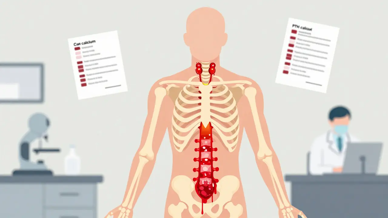 Hipertiroidismo paratiroideo: Calcio alto, pérdida ósea y cirugía