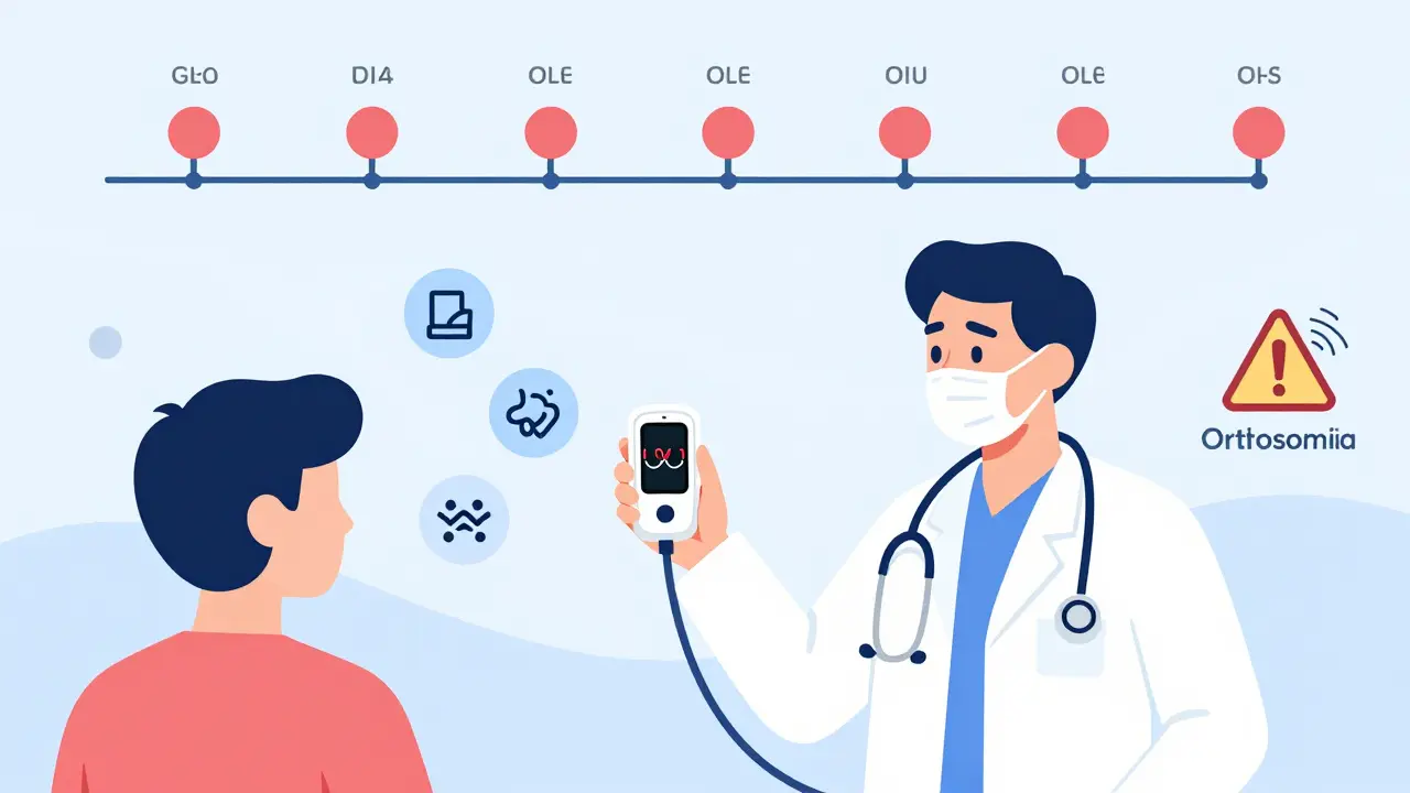Profesional de la salud explica datos de actigrafía a un paciente, con métricas de sueño y advertencia sobre ansiedad por los datos.