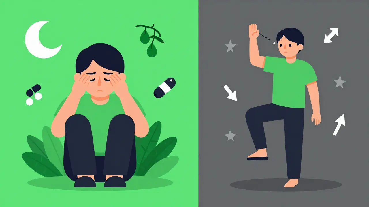 Contraste entre persona sedada y persona realizando ejercicios de equilibrio.