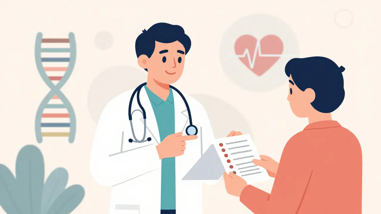 Médico y farmacéutico asesorando al paciente sobre medicación