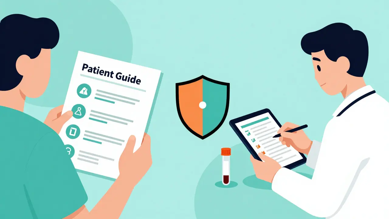 Ilustración plana mostrando guías y pruebas médicas para REMS
