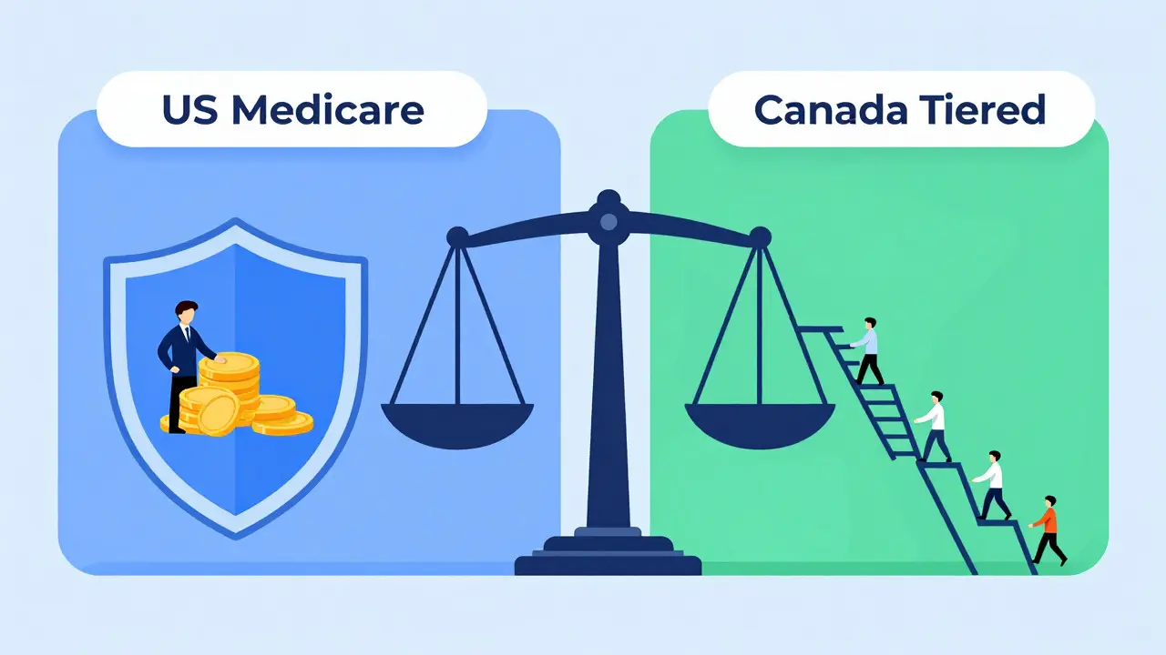 Comparación visual plana entre modelos de precios de EE.UU. y Canadá