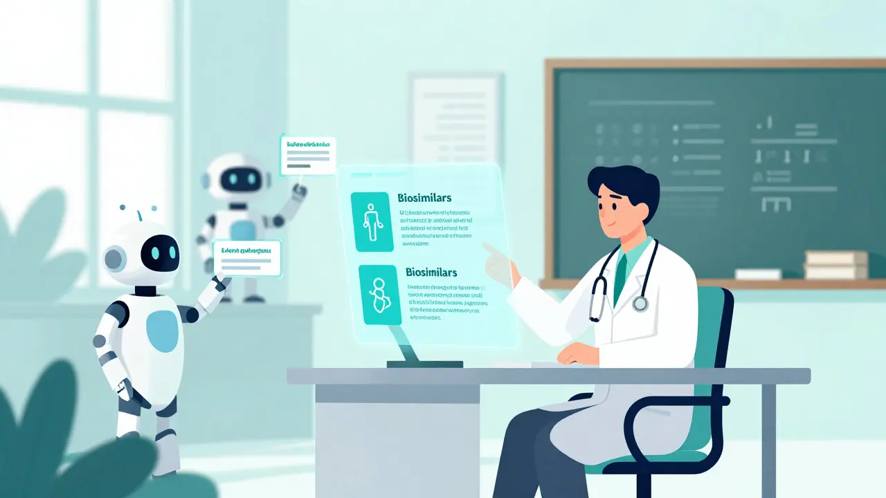Médico usando IA para educación médica continua personalizada