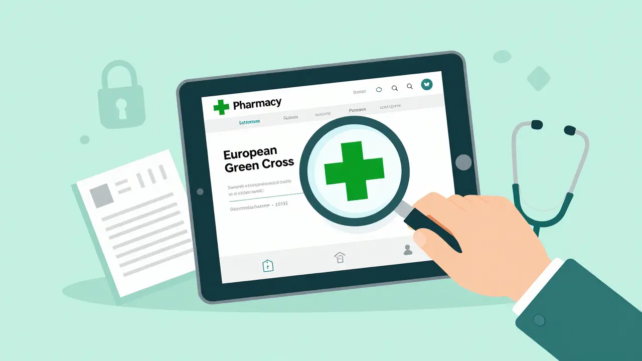 Verificación del sello europeo verde en una farmacia online segura y fiable